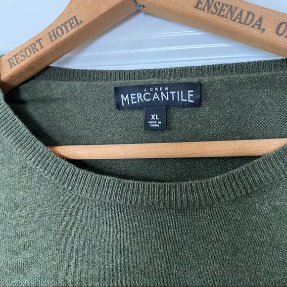 J Crew Mercantile Solid Green Cotton Pullover Crew Neck Sweater - Picture 2 of 8